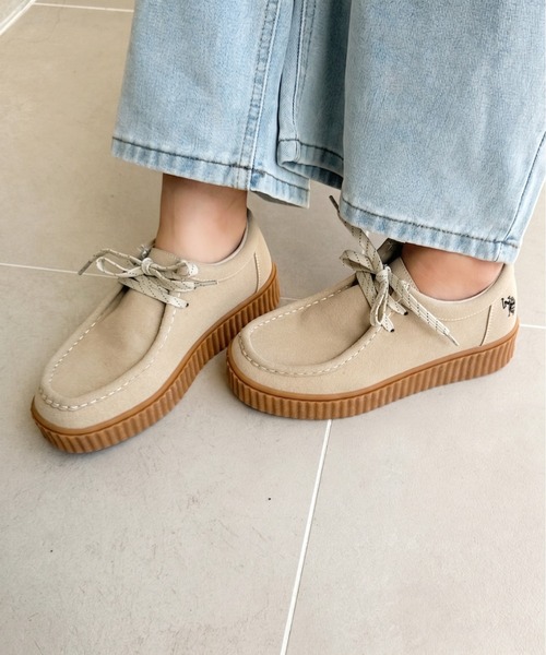 U.S. POLO ASSN.(ユーエスポロアッスン)の「【U.S. POLO ASSN】厚底 モカシン(スニーカー・レディース・ブラック/ベージュ・22.5/23/23.5/24/24.5)」の2枚目の写真