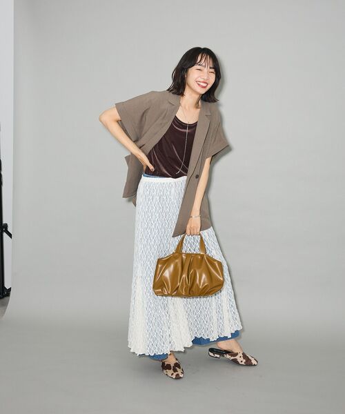 Green Parks(グリーンパークス)の「2WAYパネル切り替えレースフレアスカート(スカート・レディース・アイボリー/ブラック/ネイビー・FREE)」の5枚目の写真