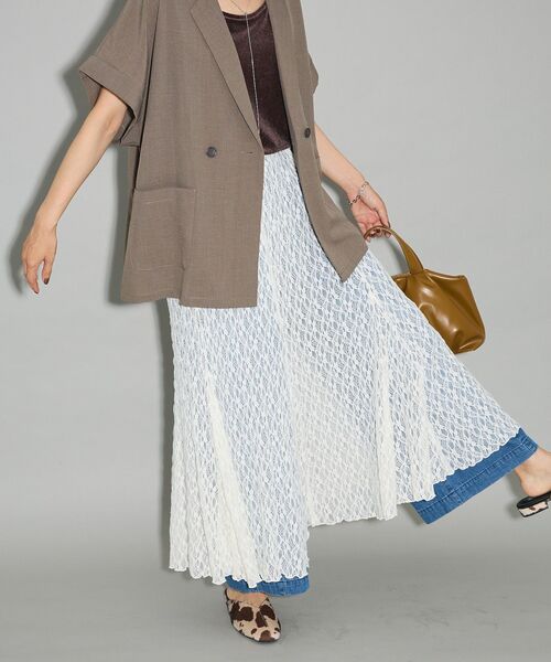 Green Parks(グリーンパークス)の「2WAYパネル切り替えレースフレアスカート(スカート・レディース・アイボリー/ブラック/ネイビー・FREE)」の7枚目の写真