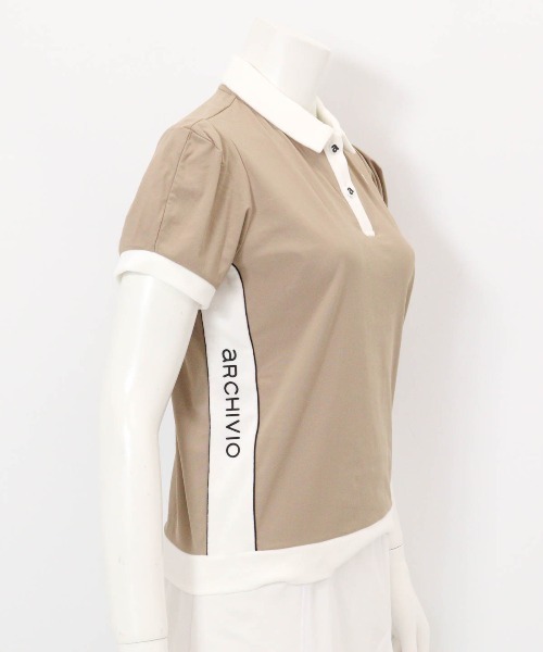 archivio（アルチビオ）の「<LADIES>綿ベロア切替UV冷感ポロシャツ（ポロシャツ・レディース・グレー/ブラック/ベージュ・L/M/S）」の5枚目の写真