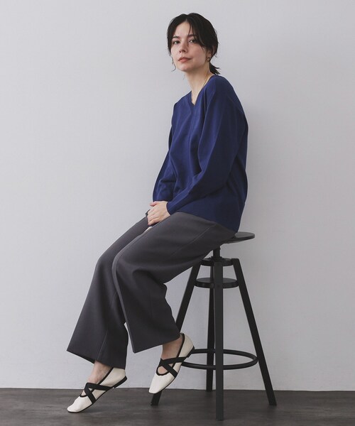 OPAQUE.CLIP(オペークドットクリップ)の「クロスゴムデザインバレエシューズ(その他シューズ・レディース・アイボリー系4/ブラック・03/02)」の9枚目の写真