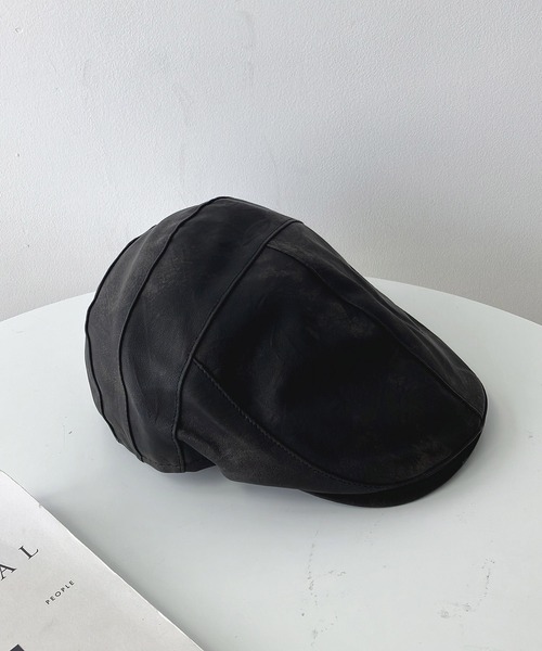 AS KNOW AS plus(アズノゥアズプラス)の「ビンテージレザー風ハンチング(ハンチング/ベレー帽・レディース・ブラック/ブラウン・FREE)」の7枚目の写真