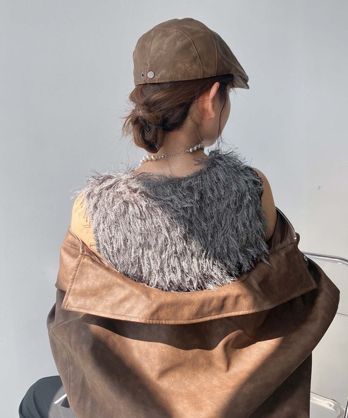 AS KNOW AS plus(アズノゥアズプラス)の「ビンテージレザー風ハンチング(ハンチング/ベレー帽・レディース・ブラック/ブラウン・FREE)」の14枚目の写真