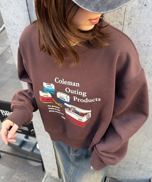 COLEMAN(コールマン)の「【Coleman】great outdoors ヴィンテージクーラーバックフリーススウェット アウトドア・キャンプ・ヘビーデューティー(スウェット・レディース・ブラウン/ホワイト/ネイビー/ブラック・S/L/M)」の4枚目の写真