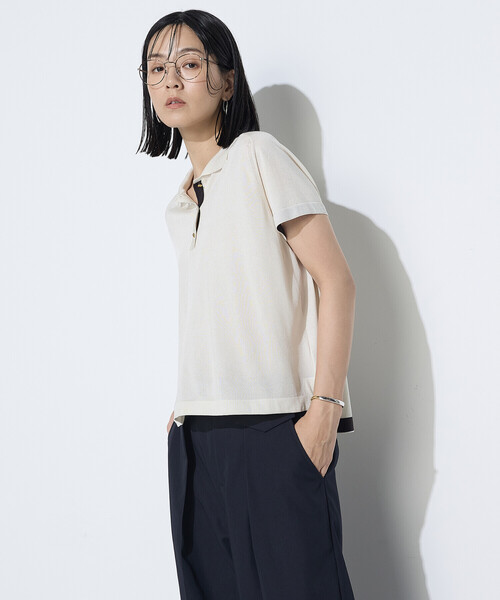 COMME CA（コムサ）の「シルキー天竺ニット ポロニットプルオーバー（ニット/セーター・レディース・キナリ/ブラック・9号）」の2枚目の写真