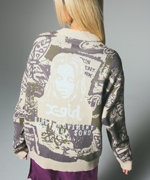 X-girl | COLLAGE GRAPHIC JACQUARD KNIT CARDIGAN(カーディガン/ボレロ)