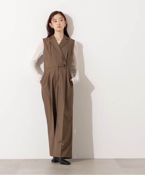 N.（N. Natural Beauty Basic）（エヌエヌナチュラルビューティーベーシック）の「【PS/低身長サイズ】テーラードジャンプスーツ（つなぎ/オールインワン・レディース・ブラウン/チャコールグレー・PS/MEDIUM/SMALL）」の17枚目の写真