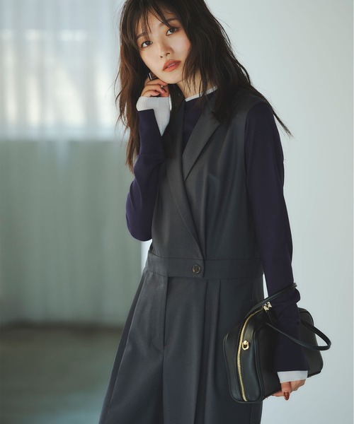 セール】【PS/低身長サイズ】テーラードジャンプスーツ（つなぎ