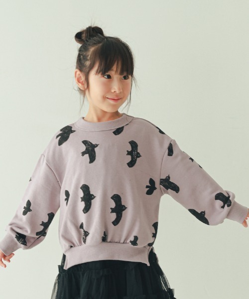 nicohrat(ニコフラート)の「nicohrat/ニコフラート バード チュニックトレーナー(スウェット・キッズ・パープル/グレー・100cm/110cm/120cm/130cm/140cm/90cm)」の2枚目の写真