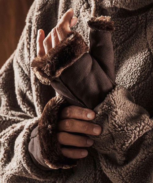 mko13025-Faux Mouton Fingerless Gloves フィンガーレスグローブ(AG05