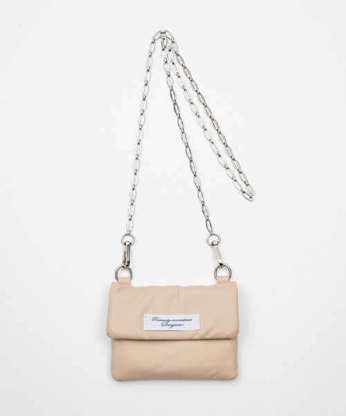 smyeon チェーンコンパクトリップポーチ ホワイト Chain compact pouch bag/チェーンコンパクトリップポーチ