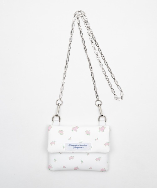 smyeon チェーンコンパクトリップポーチ ホワイト セール】Chain compact pouch bag/チェーンコンパクトリップポーチ
