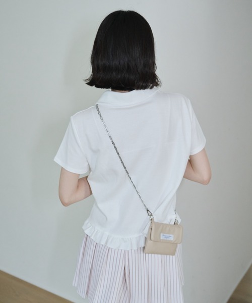 smyeon チェーンコンパクトリップポーチ ホワイト Chain compact pouch bag/チェーンコンパクトリップポーチ
