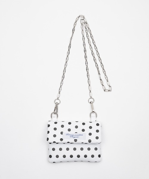 smyeon チェーンコンパクトリップポーチ ホワイト Chain compact pouch bag/チェーンコンパクトリップポーチ