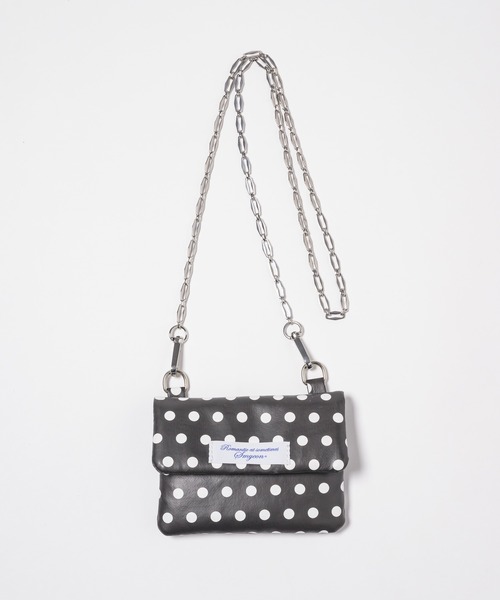 smyeon チェーンコンパクトリップポーチ ホワイト Chain compact pouch bag/チェーンコンパクトリップポーチ