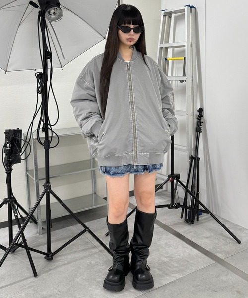 Figments（フィグメンツ）の「フェードボンバージャケット（ブルゾン・レディース・ブラック/グレー・LARGE/X-LARGE）」の4枚目の写真