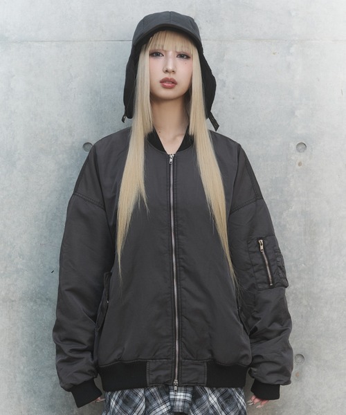 Figments（フィグメンツ）の「フェードボンバージャケット（ブルゾン・レディース・ブラック/グレー・LARGE/X-LARGE）」の16枚目の写真