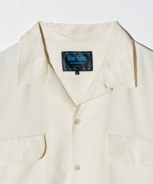 glamb（グラム）の「Blue Noise Open Collar Shirt / ブルーノイズオープンカラーシャツ（シャツ/ブラウス・メンズ・ホワイト/ネイビー・S/M/L）」の17枚目の写真