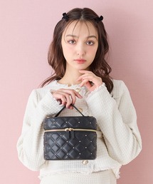 キミジマ ショルダーバッグ　キルティングバック　レザー　黒　リボン　チェーン kimijima キミジマ 君島 本革 キルティングレザー ショルダー