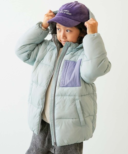 devirock(デビロック)の「洗える ファイバーダウン フードが取り外せる あったか防風 ジャケット(ダウンジャケット/コート・キッズ・サファリグリーン/ブラウン系その他/グレイッシュブルー/スミクロ/ブルー系その他/グリーン系その他・100cm/110cm/120cm/130cm/140cm/150cm/160cm)」の1枚目の写真