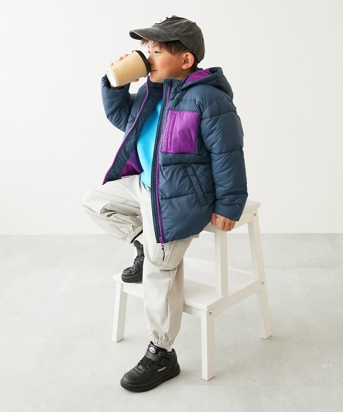 devirock(デビロック)の「洗える ファイバーダウン フードが取り外せる あったか防風 ジャケット(ダウンジャケット/コート・キッズ・サファリグリーン/ブラウン系その他/グレイッシュブルー/スミクロ/ブルー系その他/グリーン系その他・100cm/110cm/120cm/130cm/140cm/150cm/160cm)」の8枚目の写真