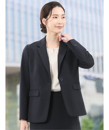 【ストレッチ ウォッシャブル】m.f.エディトリアル レディース ダブルクロス リラクシング 1ボタンジャケット 紺(セットアップ可能)