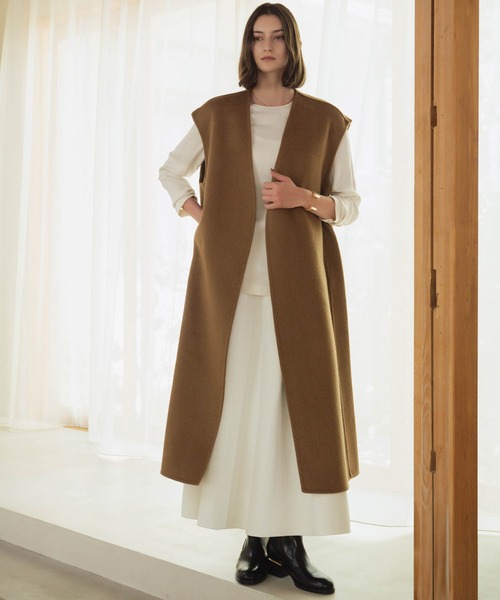 ELFRANK(エルフランク)の「【ウール70%】オーバーシルエット Vネック ロングジレ(ベスト・レディース・チャコールグレー/ブラック/キャメル・FREE)」の4枚目の写真