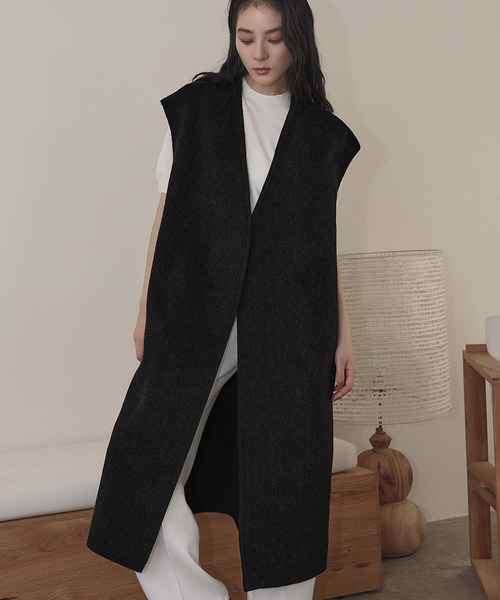 ELFRANK(エルフランク)の「【ウール70%】オーバーシルエット Vネック ロングジレ(ベスト・レディース・チャコールグレー/ブラック/キャメル・FREE)」の11枚目の写真