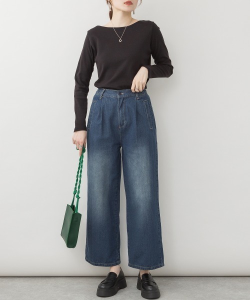 RCD(アールシーディー)の「取り外せるサスペンダーデニムワイドパンツ(デニムパンツ・レディース・ワンウォッシュ/ネイビー/ブルー・LL/L/M)」の2枚目の写真