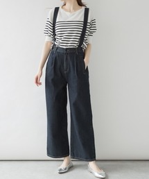 取り外せるサスペンダーデニムワイドパンツ