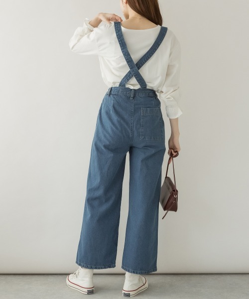 RCD(アールシーディー)の「取り外せるサスペンダーデニムワイドパンツ(デニムパンツ・レディース・ワンウォッシュ/ネイビー/ブルー・LL/L/M)」の7枚目の写真