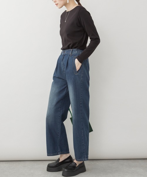 RCD(アールシーディー)の「取り外せるサスペンダーデニムワイドパンツ(デニムパンツ・レディース・ワンウォッシュ/ネイビー/ブルー・LL/L/M)」の4枚目の写真