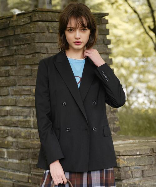 ◆【セットアップ可/オンオフ】ブラックダブルジャケット