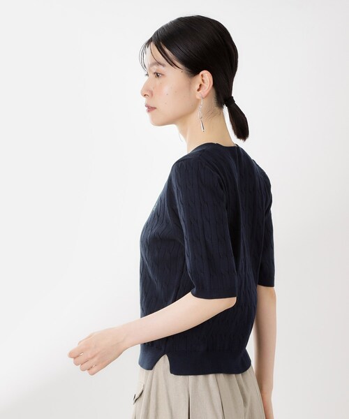 THE SHOP TK （ザ ショップ ティーケー ）の「ワンポイント刺繍ケーブル半袖ニット【洗濯機OK】（ニット/セーター・レディース・アイボリー/ネイビー/グリーン・13/12）」の19枚目の写真