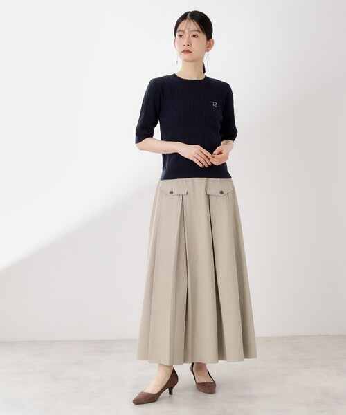 THE SHOP TK （ザ ショップ ティーケー ）の「ワンポイント刺繍ケーブル半袖ニット【洗濯機OK】（ニット/セーター・レディース・アイボリー/ネイビー/グリーン・13/12）」の17枚目の写真