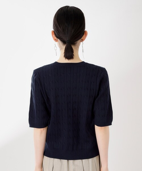 THE SHOP TK （ザ ショップ ティーケー ）の「ワンポイント刺繍ケーブル半袖ニット【洗濯機OK】（ニット/セーター・レディース・アイボリー/ネイビー/グリーン・13/12）」の13枚目の写真