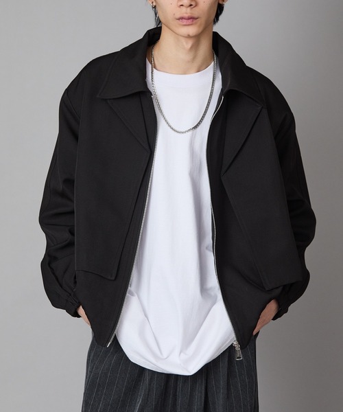 Theater code(シアターコード)の「Full-Zip Faux Layered Jacket / フルジップ フェイクレイヤード ジャケット 秋 秋服メンズ 2026年秋冬 冬服(ブルゾン・メンズ・ブラック/ベージュ・M/L)」の10枚目の写真