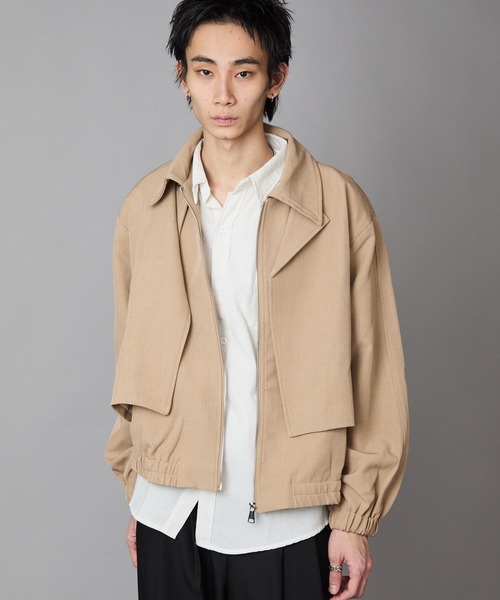 Theater code(シアターコード)の「Full-Zip Faux Layered Jacket / フルジップ フェイクレイヤード ジャケット 秋 秋服メンズ 2026年秋冬 冬服(ブルゾン・メンズ・ブラック/ベージュ・M/L)」の22枚目の写真