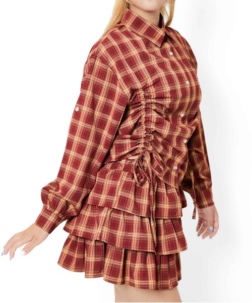 極美品　マークアンドロナ　近年　セットアップ　フリル　スカート　チェック 極美品 マークアンドロナ 近年 セットアップ フリル スカート チェック