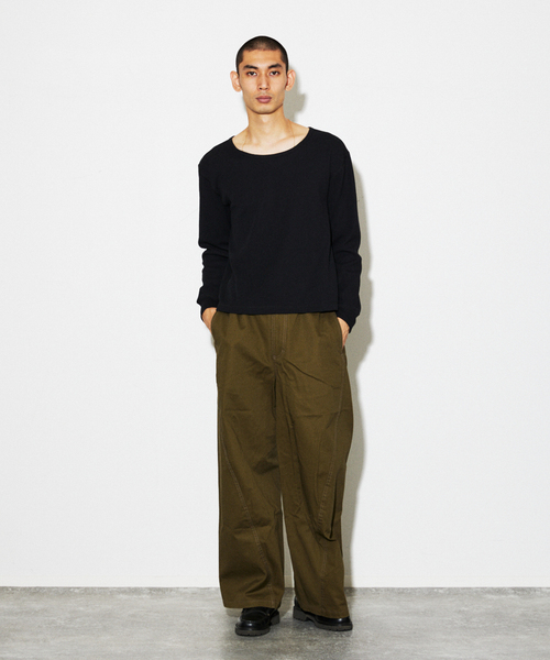 セール】ワイド ネック サーマル ロンT（Tシャツ/カットソー