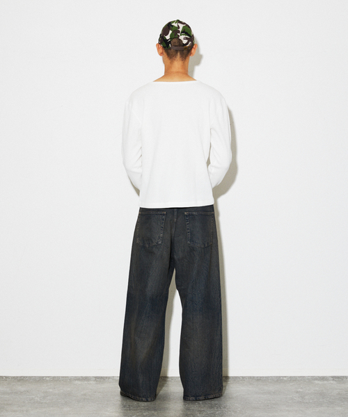 JOURNAL STANDARD（ジャーナルスタンダード）の「ワイド ネック サーマル ロンT（Tシャツ/カットソー・メンズ・ホワイト/ブラック・MEDIUM/LARGE）」の10枚目の写真