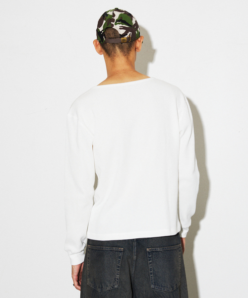 セール】ワイド ネック サーマル ロンT（Tシャツ/カットソー