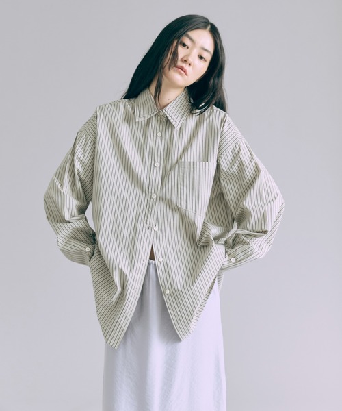 セール】Vintage Stripe Double Collar Over Shirts（シャツ/ブラウス