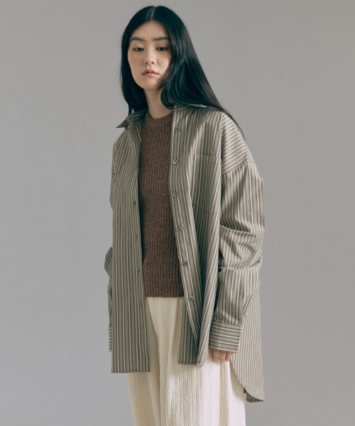 エンノイム　EN NEUME　シャツ　オーバーシャツ　ストライプ　ダブルカラー セール】Vintage Stripe Double Collar Over Shirts（シャツ/ブラウス
