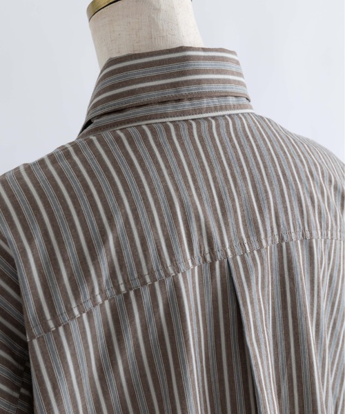 セール】Vintage Stripe Double Collar Over Shirts（シャツ/ブラウス 