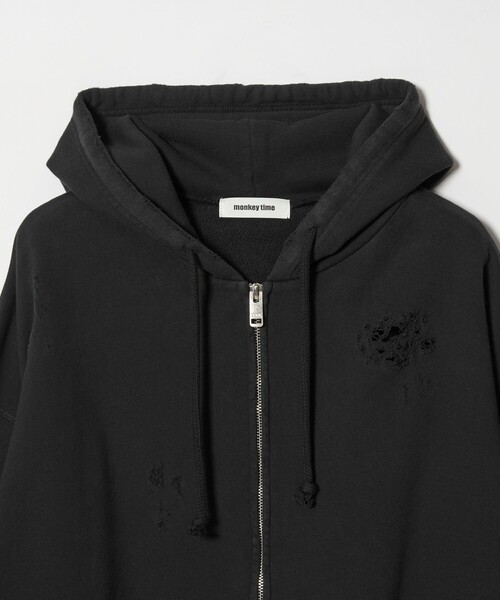 MONKEY TIME（モンキータイム）の「フレンチテリー ディストレスト フルジップ フーディー（パーカー・メンズ・ブラック/ピンク・L/XL/S/M）」の4枚目の写真