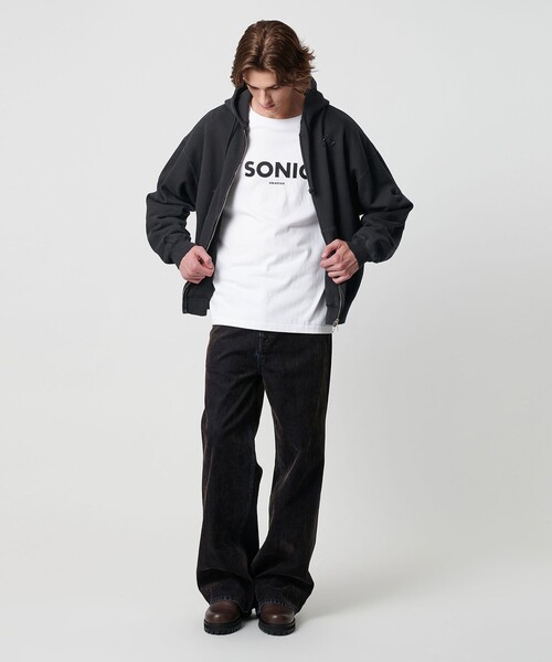 MONKEY TIME（モンキータイム）の「フレンチテリー ディストレスト フルジップ フーディー（パーカー・メンズ・ブラック/ピンク・L/XL/S/M）」の6枚目の写真