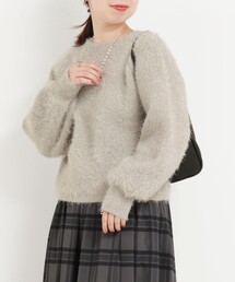 ダブルフェイスシャギー2WAYプルオーバーニット
