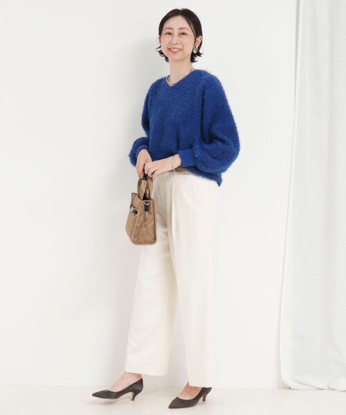 MICO COULIER（ミコクリエ）の「ダブルフェイスシャギー2WAYプルオーバーニット（ニット/セーター・レディース・ブルー/チャコールグレー/グレイッシュベージュ・38）」の16枚目の写真