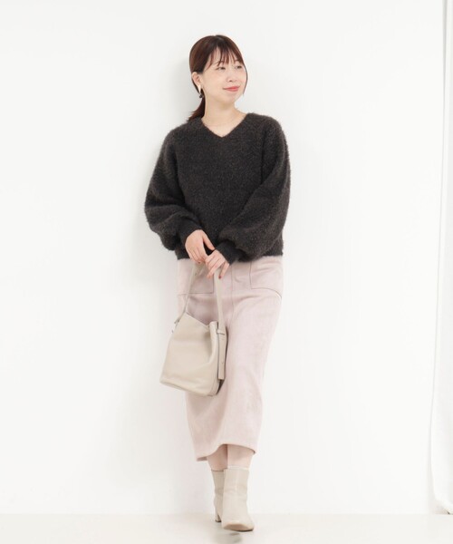 MICO COULIER（ミコクリエ）の「ダブルフェイスシャギー2WAYプルオーバーニット（ニット/セーター・レディース・ブルー/チャコールグレー/グレイッシュベージュ・38）」の13枚目の写真